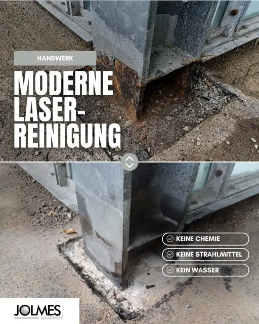 Der Unterschied liegt auf der Oberfläche.

Bei der Laserreinigung setzt Jolmes Handwerk auf ein modernes Verfahren zur Reinigung und Vorbereitung von Oberflächen. Der gebündelte Laserstrahl löst Rost, Altbeschichtungen und andere Verunreinigungen gezielt von der Oberfläche, ganz ohne Chemie, Strahlmittel oder Wasser.

Das macht die Reinigung besonders kontrolliert und materialschonend. Gerade bei anspruchsvollen Oberflächen, empfindlichen Bauteilen oder Bereichen, in denen klassische Strahlverfahren zu aggressiv wären, kann die Laserreinigung eine starke Lösung sein.

Du möchtest wissen, ob Laserreinigung für dein Projekt geeignet ist? Dann melde dich bei Jolmes.

#JolmesHandwerk #Laserreinigung #Paderborn