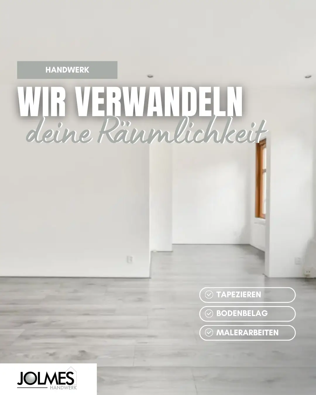 Alles aus einer Hand, damit am Ende alles zusammenpasst.

Boden, Wände und Oberflächen sollten nicht einzeln gedacht werden. Erst im Zusammenspiel entsteht ein Raum, der funktional und gepflegt wirkt.

Jolmes übernimmt Bodenbelagsarbeiten, Tapezier- und Malerarbeiten professionell und koordiniert. Alles aus einer Hand, ohne Abstimmungsprobleme zwischen mehreren Firmen. Eine Anlaufstelle, die deine Wünsche aufeinander abstimmt und umsetzt.

Du suchst Unterstützung für dein nächstes Projekt? Dann melde dich bei Jolmes.

#Jolmes #Handwerk #Paderborn