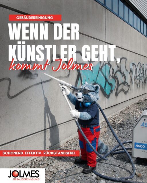 Nicht jedes Kunstwerk gehört an eine Hauswand!

Jolly kümmert sich darum, ganz nach Jolmes Standards! 🦝
Unsere Gebäudereinigung sorgt dafür, dass aus beschmierten Flächen wieder ein sauberer Eindruck wird. Effektiv, materialschonend und ohne Rückstände.

Du hast ungewollte Kunst an deinem Gebäude? Jolmes beseitigt sie für dich!

#JolmesGruppe #Graffitientfernung #Gebäudereinigung #Paderborn